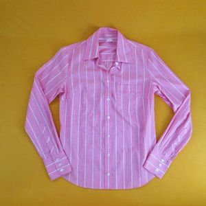 J Crew pink and white striped button down shirt